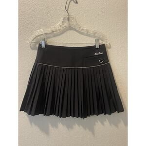 FAIR LIAR Women Black Pleated Golf Mini Skirt Skort Size XS Rhinestone